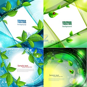 精美绿叶矢量素材卡片